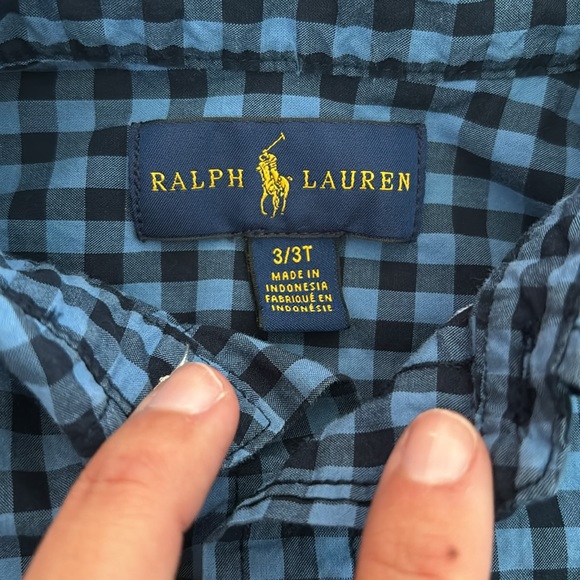 Ralph Lauren boy size 3/3T blue long sleeve button-down - Picture 4 of 6